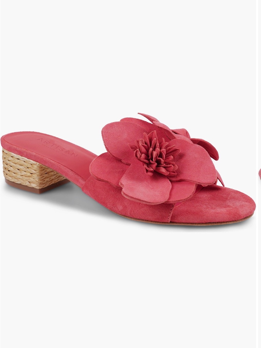 Artisan Red/Orange Suede Floral Slide Mule